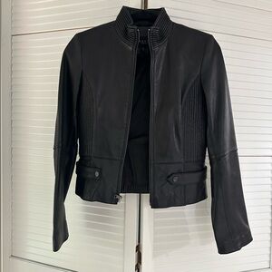 Kenneth Cole Reaction Black Genuine Leather Moto Jacket